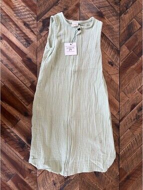 Green Muslin Wearable Blanket Sleep Sack, Unisex 0-6 Months